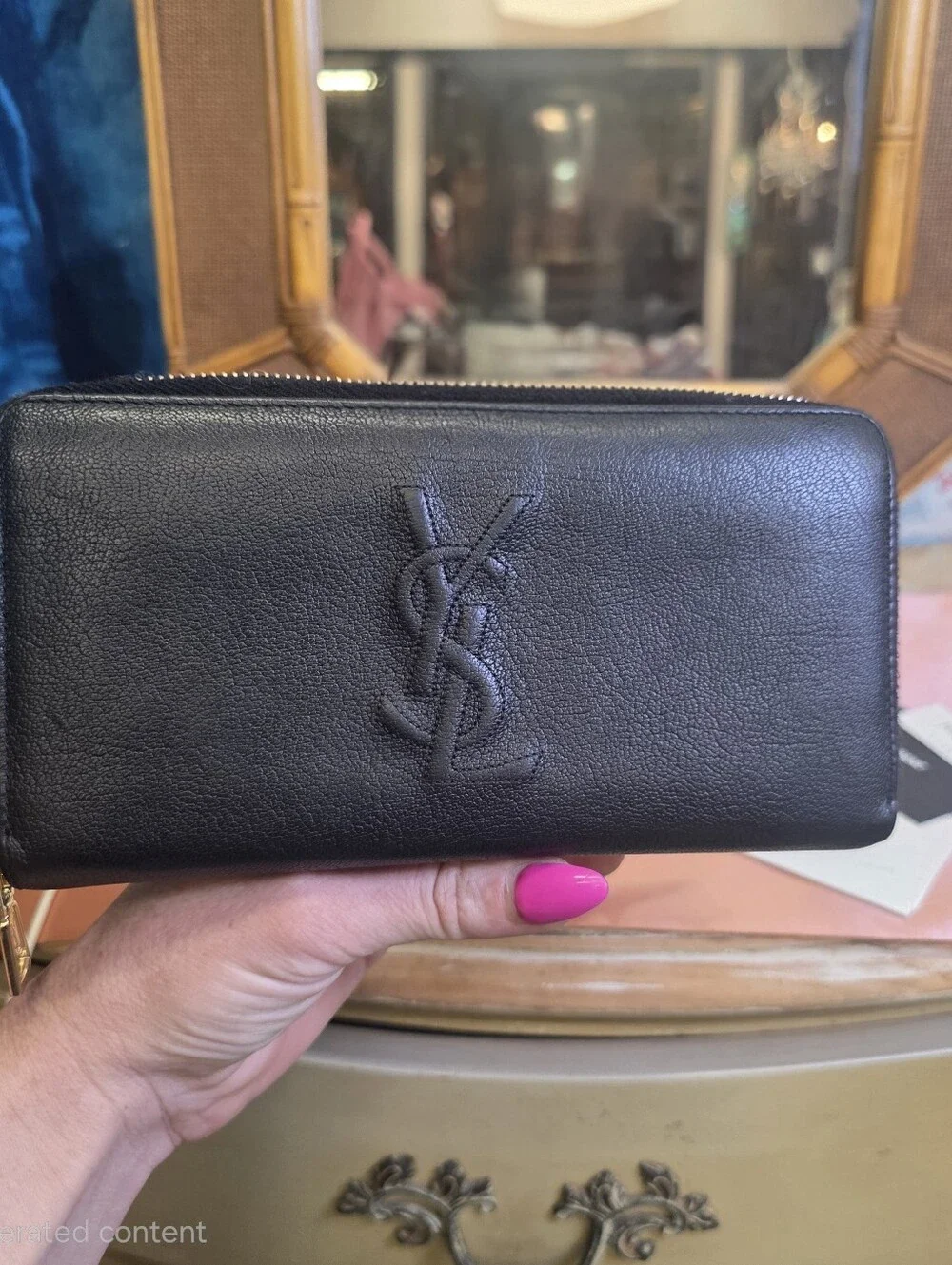 YSL Ives Saint Laurent Black Zippy Wallet - Picture 5 of 17